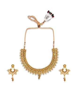 Gold Plated Traditional South Style Necklace Set For Women 2