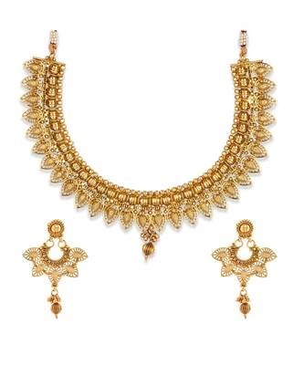 Gold Plated Traditional South Style Necklace Set For Women 3