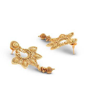 Gold Plated Traditional South Style Necklace Set For Women 5