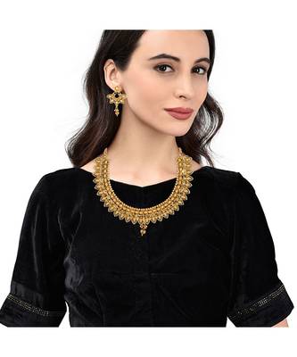 Gold Plated Traditional South Style Necklace Set For Women 1