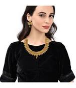 Gold Plated Traditional South Style Necklace Set For Women