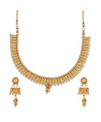 Gold Plated Traditional South Indian Necklace Set For Womens 3