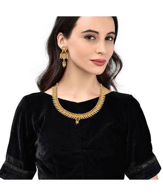 Gold Plated Traditional South Indian Necklace Set For Womens 1