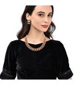 Gold Plated Red And White Stone Studded Necklace Set