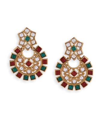 Multicolour Stone Studded Maang Tikka With Earring Set 3