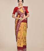 Multicolor printed pure cotton saree with blouse