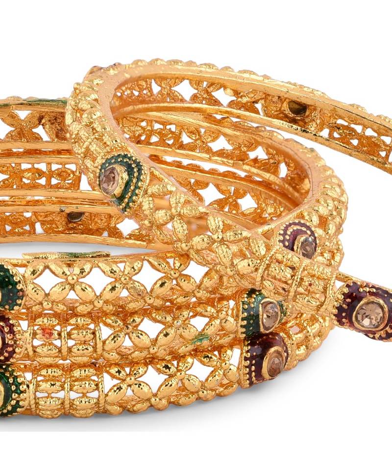 Gold Plated Traditional Design Set Of 4 Bangles