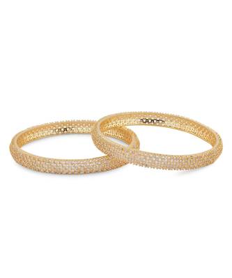 Gold Plated American Diamond Set Of 2 Bangles 2