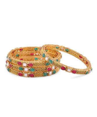 Gold Plated With Stone Traditional Bangles 1