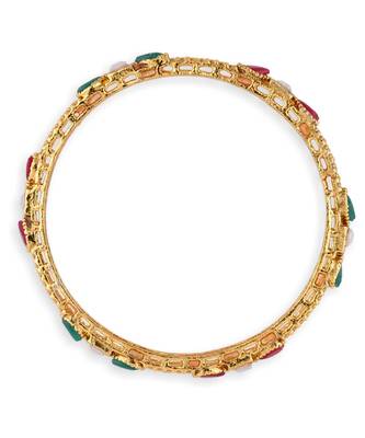 Gold Plated With Stone Traditional Bangles 2