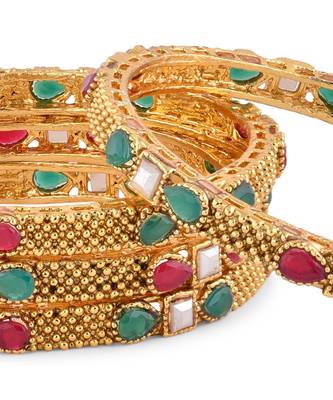 Gold Plated With Stone Traditional Bangles 3