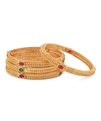 Gold Plated Ethnic Designer 4 Pc Bangles For Women 2