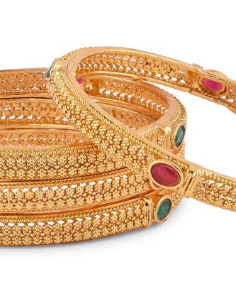 Gold Plated Ethnic Designer 4 Pc Bangles For Women 4