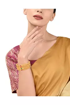 Gold Plated Ethnic Designer 4 Pc Bangles For Women