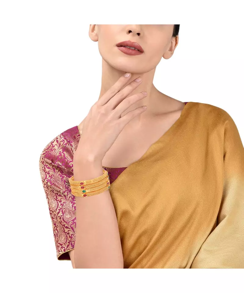 Gold Plated Ethnic Designer 4 Pc Bangles For Women