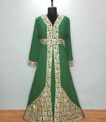 Bottle green luxurious Moroccan Kaftan with Sun-proof hijab.