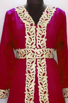 Maroon Moroccan Kaftan With Sun-proof hijab