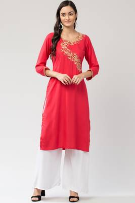 MRC Women's Rayon Embroidered Kurti 1
