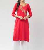 MRC Women's Rayon Embroidered Kurti