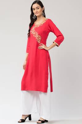 MRC Women's Rayon Embroidered Kurti 3