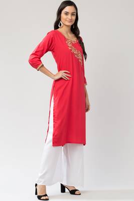 MRC Women's Rayon Embroidered Kurti 4