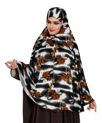 JSDC Festive Wear Floral Printed Stitched Spun Lycra Chaderi Hijab Without Sleeves 1
