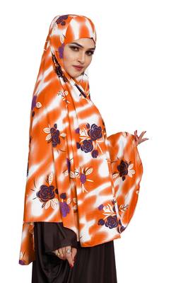 JSDC Floral Printed Stitched Spun Lycra Chaderi Hijab Without Sleeves 5