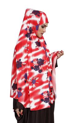 JSDC Floral Printed Stitched Spun Lycra Chaderi Hijab Without Sleeves 2
