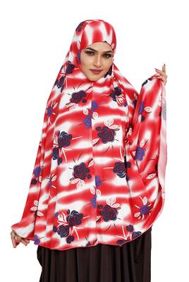 JSDC Floral Printed Stitched Spun Lycra Chaderi Hijab Without Sleeves 3