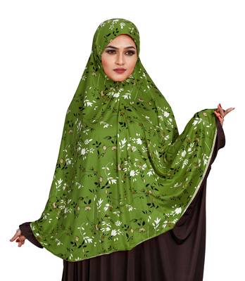 JSDC Floral Printed Stitched Spun Lycra Chaderi Hijab Without Sleeves 1