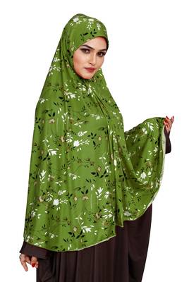 JSDC Floral Printed Stitched Spun Lycra Chaderi Hijab Without Sleeves 3