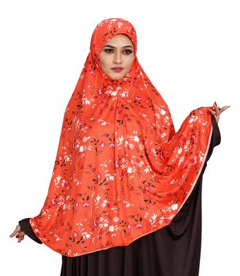 JSDC Floral Printed Stitched Spun Lycra Chaderi Hijab Without Sleeves 1