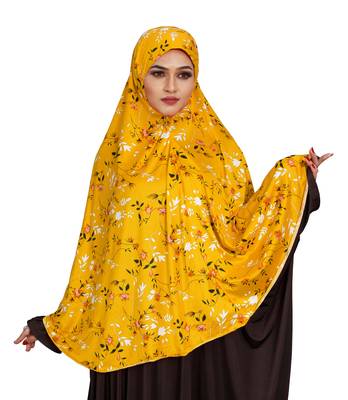 JSDC Floral Printed Stitched Spun Lycra Chaderi Hijab Without Sleeves 1