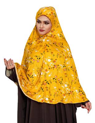 JSDC Floral Printed Stitched Spun Lycra Chaderi Hijab Without Sleeves 2