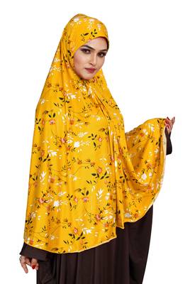 JSDC Floral Printed Stitched Spun Lycra Chaderi Hijab Without Sleeves 3
