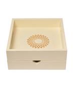 Hand Painted Wooden Off-White Serving Tray With Drawer for Dining Table Kitchen Decor Trays