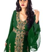 Dark Green Morrocan Georgette Islamic Kaftan