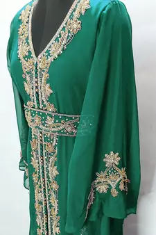Dark Green Morrocan Georgette Islamic Kaftan