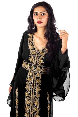 Black Moroccan Party Wear Kaftan for Women 1