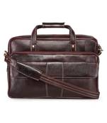 GENWAYNE Brown Leather 16 inches men   s formal office laptop messenger bag