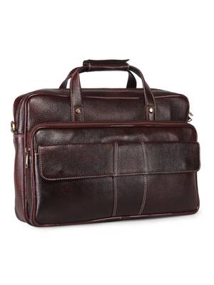 GENWAYNE Brown Leather 16 inches men   s formal office laptop messenger bag 2