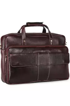GENWAYNE Brown Leather 16 inches men   s formal office laptop messenger bag