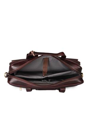 GENWAYNE Brown Leather 16 inches men   s formal office laptop messenger bag 4
