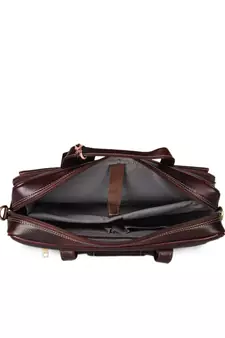 GENWAYNE Brown Leather 16 inches men   s formal office laptop messenger bag