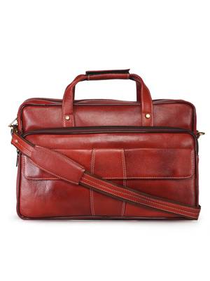 GENWAYNE Brown Leather 16 inches men   s formal office laptop messenger bag 1