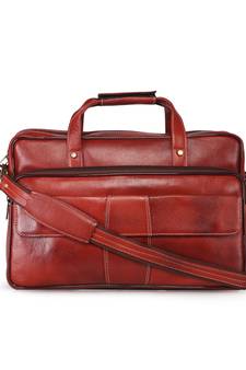 GENWAYNE Brown Leather 16 inches men’s formal office laptop messenger bag