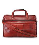 GENWAYNE Brown Leather 16 inches men   s formal office laptop messenger bag