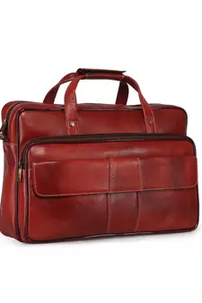 GENWAYNE Brown Leather 16 inches men   s formal office laptop messenger bag