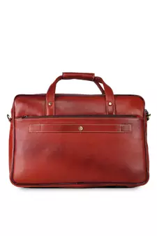 GENWAYNE Brown Leather 16 inches men   s formal office laptop messenger bag