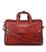GENWAYNE Brown Leather 15.5 inches men   s formal office laptop messenger bag